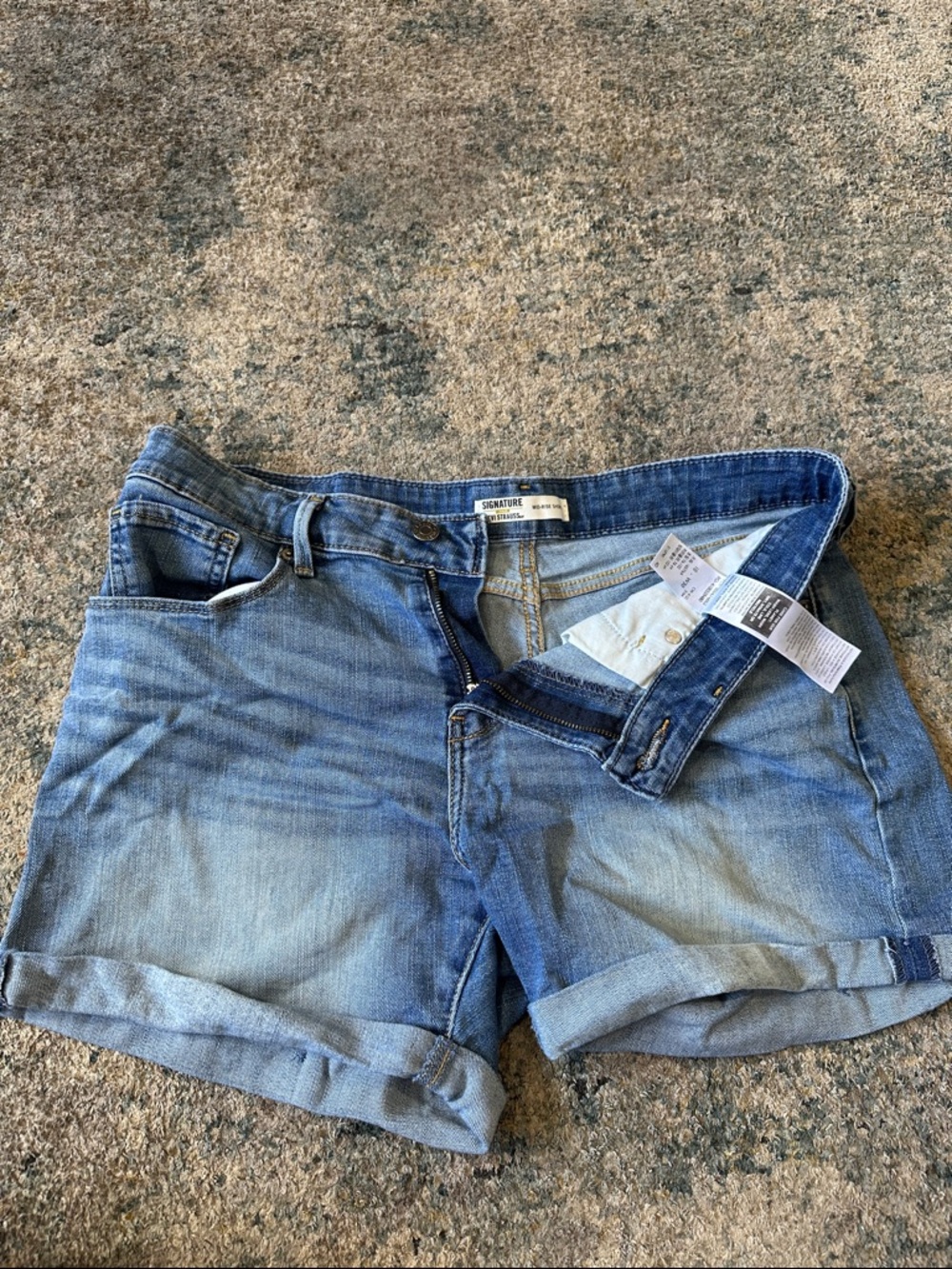 Signature Light Blue Rolled Cuff Denim Shorts